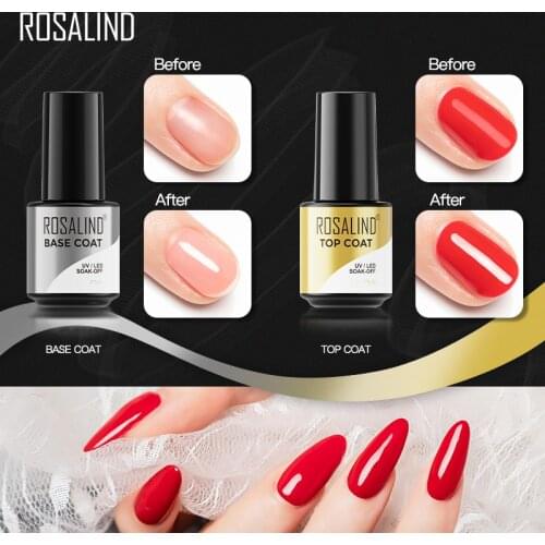 ROSALIND Top Base Coat Gel Polish UV Soak off Reinforce 7ml vernis Semi Permanent Nail Art Manicure Gel Varnish Primer base coat