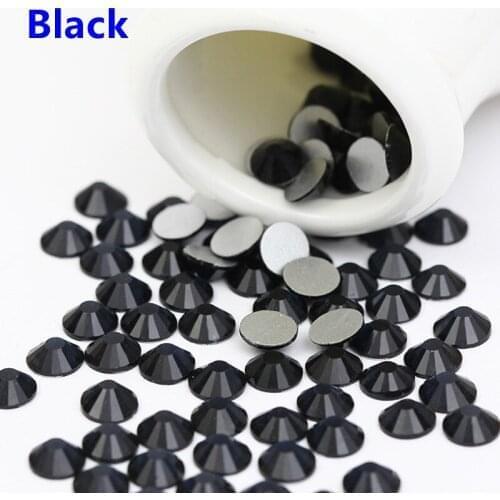 Good Quality ss3-ss34 Black Flat Back Nail Art Crystals / Glue On Non Hotfix Rhinestones