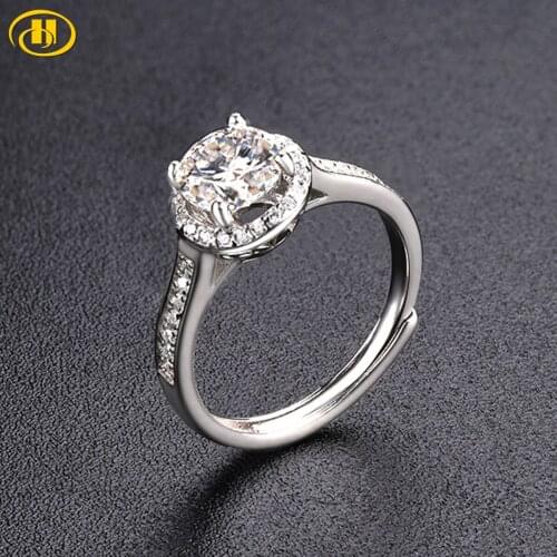 Hutang 1 Carat White Moissanite Ring Solid 925 Sterling Silver Rings Romantic Style Fine Jewelry for Girlfriends Birthday Gift