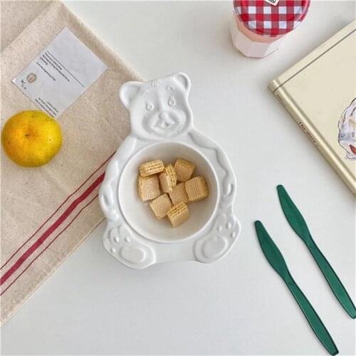 Ceramic Bear Shape Steamed Egg Bowl Household Baking Oven Tableware Porcelain Salad Dessert Baking Bowl Kitchen Tools