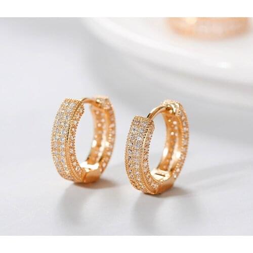 Korean Fashion AAA Zircon Hip Hop Earring Simple Women Silver Plated Inlay Rhinestone Earring Luxury Bride Wedding Jewelry