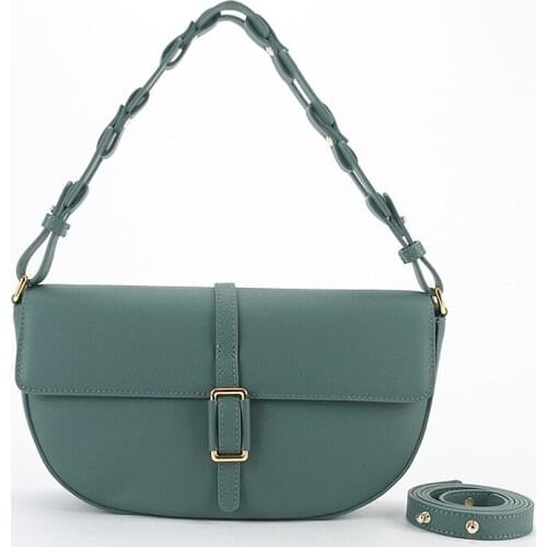 OUSSON New Design Small Square Leather Crossbody Bag Exquisite Female Retro Semicircle Bag One Shoulder Handbag