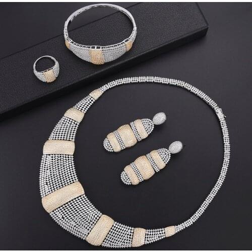 LARRAURI Brand 2019 Hot Luxury Women Wedding Wedding Jewelry Sets Dubai African Costume Cubic Zirconia Statement Jewelry Sets