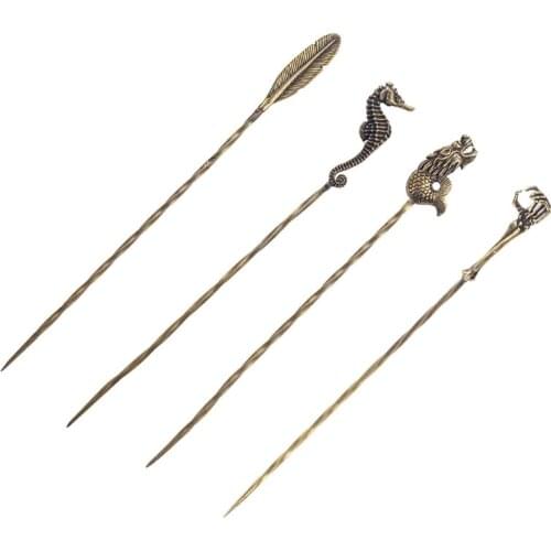 Retro Brass Cigar Pass Needle Smoker Portable Dredge Drilled Creative Carving Spiral Ventilation Tool Smoking Accessories