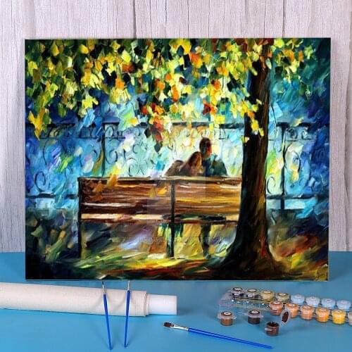 Oil Painting Style Lovers DIY Paint By Numbers Package Oil Paints 40*50 Paiting By Numbers Decorative Paintings Drawing
