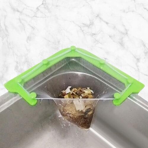 Multifunctional Triangle Drainage Rack Disposable Garbage Bag Kitchen Sink Filter Leftovers Hanging Net Drain Basket Sink Filter