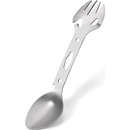 Multi Tool Stainless Steel Spoon Fork Tableware Can Opener Portable Utensil Flatware Cutlery Bottle Camp Picnic Spork Multitool