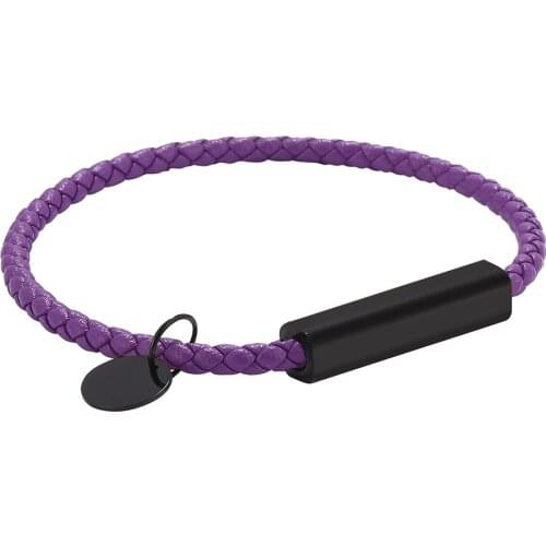 Fashion Purple Braided Leather Bracelet Men Bracelet for Women Jewelry Leather Magnetic Clasps Charm Lovers Bracelet BB0701