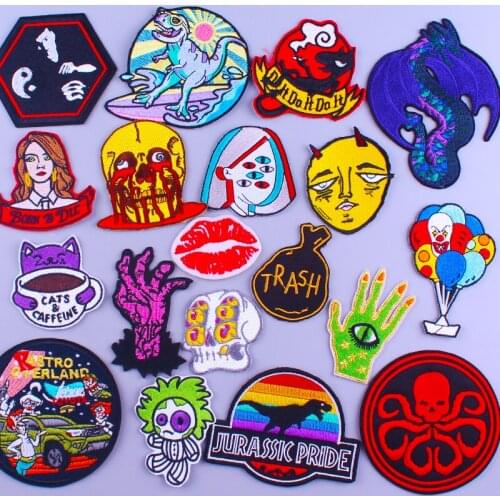Cartoon Anime Patch For Clothing Iron On Embroidered Patches For Clothes Appliques Dinosaur Patches For Diy T-shirt Jacket