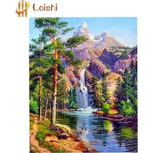 Full Round Drill Diamond Painting Nature landscape mountain tree stone waterfall creek Cross Stitch Kit Embroidery Home Decor