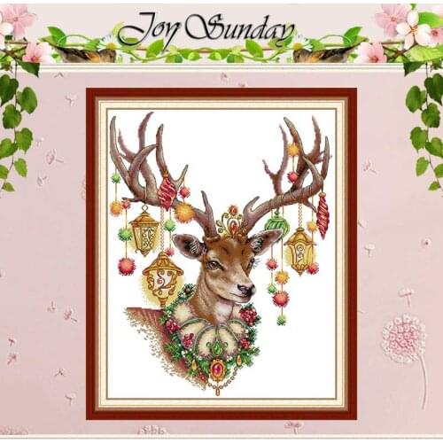 Antlers animals painting counted 11CT 14CT Cross Stitch Sets DIY Chinese Cross-stitch Kits Embroidery Needlework Home Decor