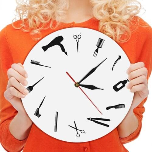 Barber Equiment Wall Clock Modern Design Barber Shop Business Sign Wall Watch Beauty Hair Salon Clock Hairdresser Gift Z076