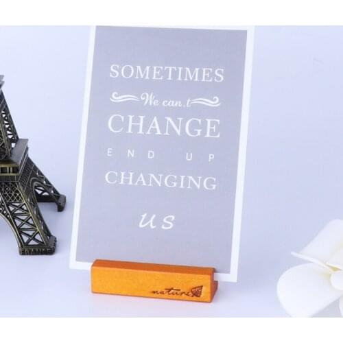 Natural Wood Block Clips Paper Photo Picture Card Holder Clamp Stand Table Decor QX2B
