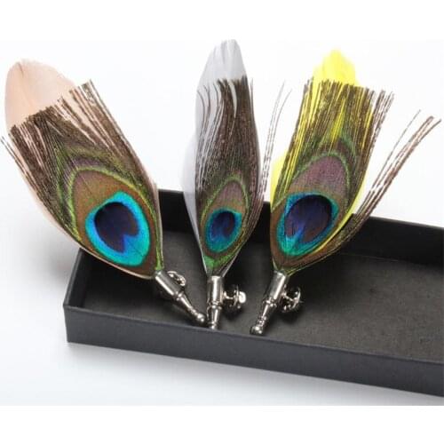 Peacock Feather Brooches For Women Men Feathers Brooch Decorative Lapel Pin Suit Broochespins Vintage Broche Wedding Party 2pcs