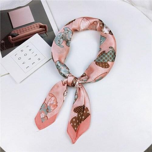 Hot Square Scarf Hair Tie Band For Business Party Women Elegant Small Vintage Skinny Retro Head Neck Silk Satin Scarf FJ068