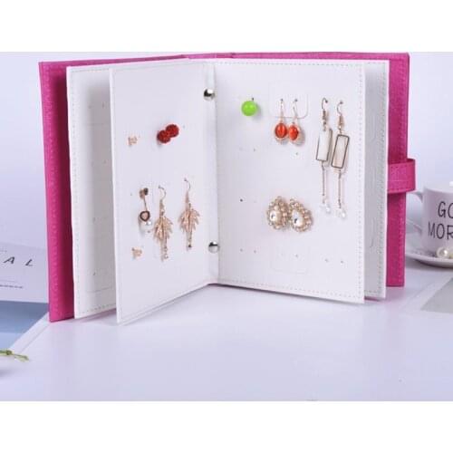 Earrings Jewelry Storage Box Bracket Earring Organizer Display Stand Portable Jewelry Bag Foldable Book Shape Leather Creative