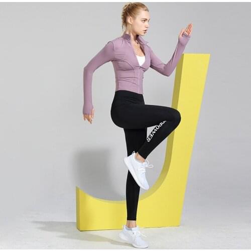 Sports Suit Ladies Letter Printed Yoga Pants Running Fitness Clothes Long-sleeved Two-piece Outdoor Sports Suit