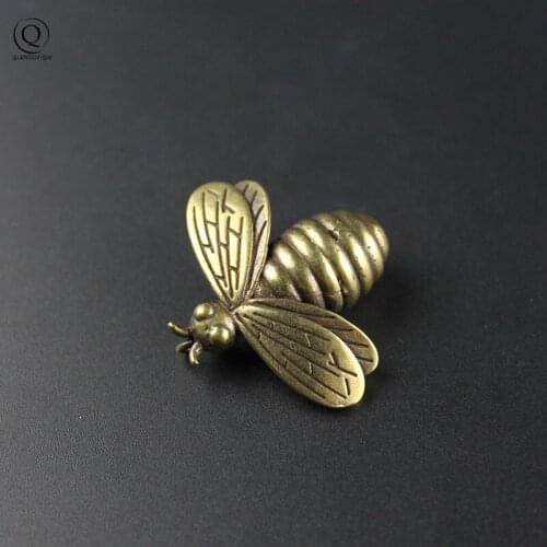 Vintage Brass Hard Working Bee DIY Pendant Jewelry Accessories Fashion Keychain Hanging Handmade Copper Keyring Backpack Trinket