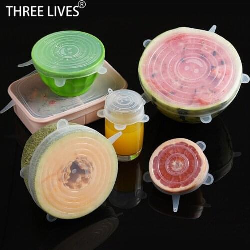 THREE LIVES stretch silicone plastic film six sets of silicone bowl cover food grade six sets of square silica gel fresh keeper