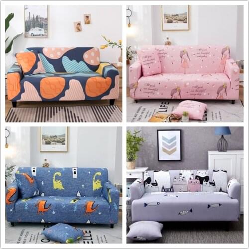 Magic Spandex Dinosaur Print Sofa Cover All-inclusive Cat Girl Sectional Couch Cover Non-slip Sofa Slipcover for Pet Living Room