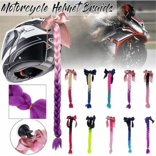 Female Rider Multicolor Fashion Punk Style Motorcycle Ponytail Dirty Braid Wig Sucker Helmet Braid