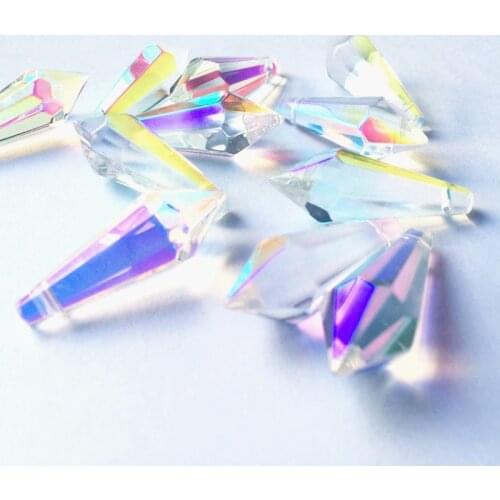 100pcs/lot 36mm AB Color K9 Crystal Prisms icicle Drops Hanging Prisms (Free Rings) for Chandelier Parts Table Lighting Pendants