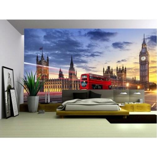 Custom photo 3d wallpaper Non-woven mural wall sticker London Bridge Red Bus painting picture 3d wall room murals wallpaper