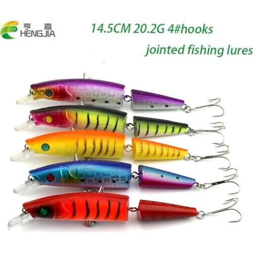 HENGJIA 5pcs 14CM 20.2G 4#hooks jointed minnow Fishing Lures crank bass Hard fishing baits wobble pikeisca pesca fishing tackle