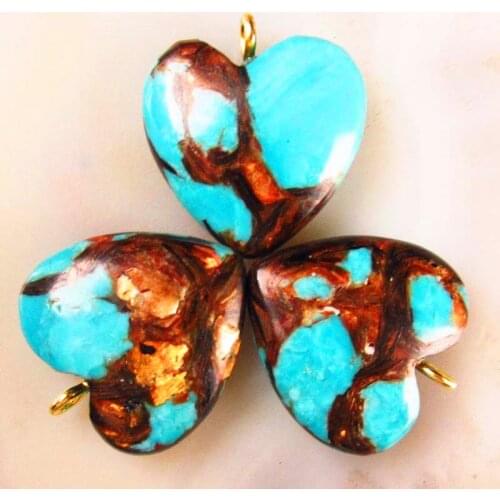 6Pcs Turquoises Heart 20x7mm Pendant Bead Fashion Jewelry (Send Randomly)