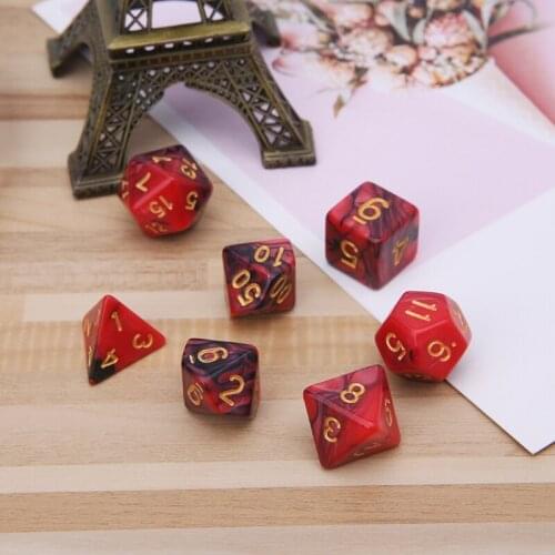 7pcs/Set Acrylic Polyhedral Dice For TRPG Board Game D4-D20 54DE