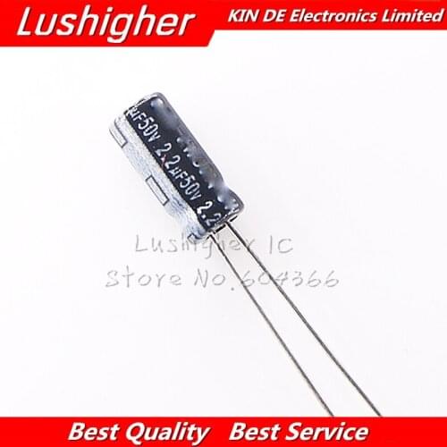 10PC 50V2.2UF 5*11mm 2.2UF 50V 5x11 mm Aluminum Electrolytic Capacitor DIP