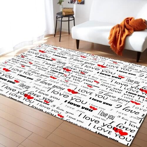 English Alphabet Font Red Heart Art Carpets for Bed Room Rugs and Carpets for Home Living Room Household Bedside Rug