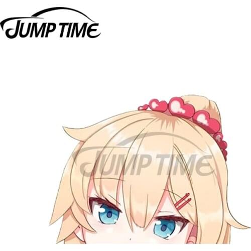 Jump Time 13 x 6.6cm For Akai Haato Peeker Car Stickers Waterproof Laotop Decal Windshield Surfboard Cartoon Vinyl Car Wrap
