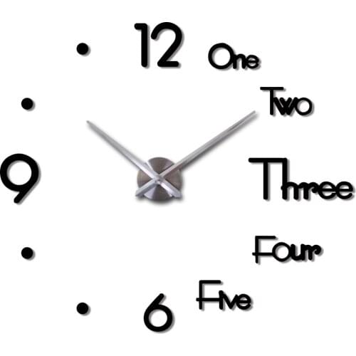 3D DIY Large Wall Clock Modern Design Silent Wall Sticker Clock Acrylic Mirror Self adhesive Wall Clocks Living Room Home Decor