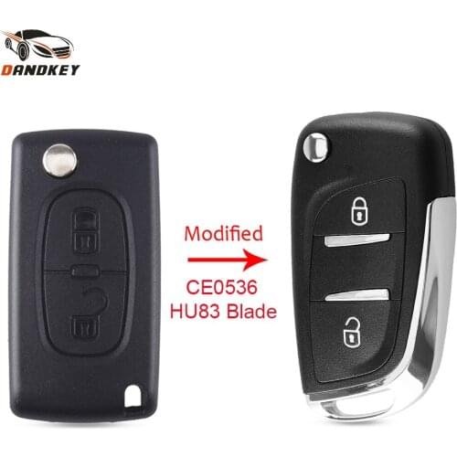Dandkey 2 Button Modified Flip Car Remote Key Shell Case For Citroen C2 C3 C5 C6 C8 For Peugeot 307 408 308 CE0536 HU83 Blade