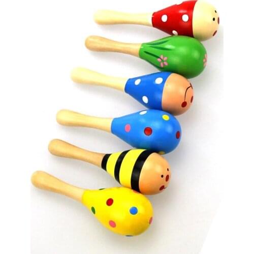 Baby Wooden Ball Baby Toy Rattles Sand Hammer Musical Toy Instrument Percussion Child Baby Shaker Toy Baby Attetion Training Toy