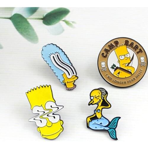 Simpson Cartoon Character Enamel Brooch Mr. Marge Bart CAMP Sweater Jackets Custom Badge Family Comedy Humor Jewelry