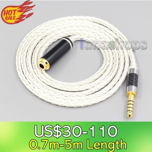 LN007431 16 Core OCC Silver Plated Headphone Earphone Extension Cable For 4.4mm male to female