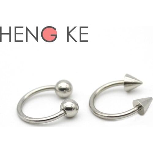 Horseshoe Ring 16G Lip Circular Barbell Nose Hoops Septum Nipple Tragus Piercing 4mm ball Spike 316L Stainless Steel Earrings