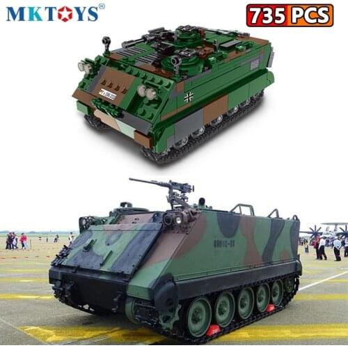 MKTOYS WW2 German Military Bricks Gifts Kids M113 Armored Carrier Tank Vehicle MOC Batisbricks Building Blocks Toys for Boys