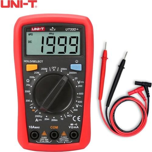 UNI-T Digital Multimeter UT33A + UT33B + UT33C + UT33D + AC DC Current Resistance 2mF Capacitance NCV Tester With LCD Backlight