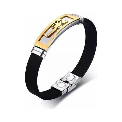 Enes Store Gold Yellow Plated Men Bracelet Scorpion Model Steel Bracelet