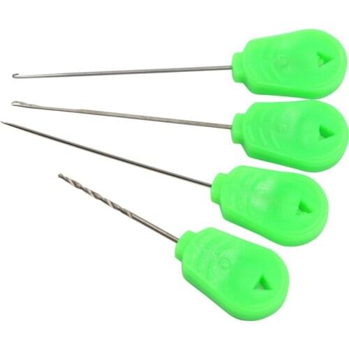 4 Pieces Set Crochet Baiting Needle Set Hook Drill Boilie Bait Carp Fishing Terminal Tackle Stainless Steel