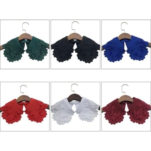 Women Multicolor Embroidery Fake Collar Shawl Wrap Handmade Faux Crystal Beading Half Shirt Necklace Decorative Capelet