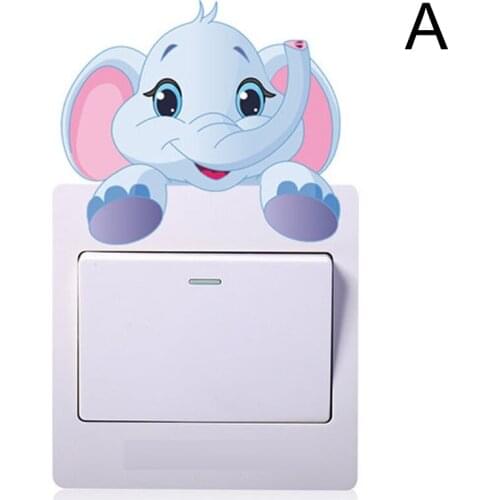 Cute Animals Elephant Cat Panda Giraffe Light Switch Sticker Kids Baby Nursery Home Decal Cartoon Decor Remoable Wall Sticker