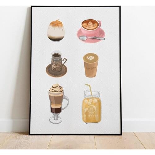 Food Kitchen Poster Coffee Drink Wall Art Vintage Canvas Print Painting Decorative Picture Modern Minimalist Room Decoration