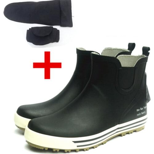 New Rainboots Men Rubber Galoshes Waterproof Gumboots Boot with Low Short Tube Fishing Boots and Reflective Bot In Night