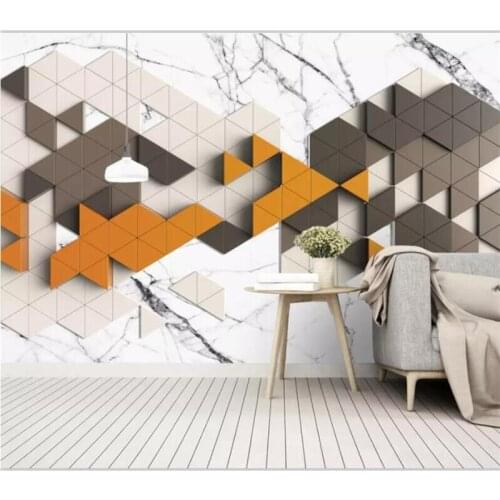 Beibehang Wallpaper This system is a large-scale high-end 3D three-dimensional Nordic simple triangle mosaic TV background wall