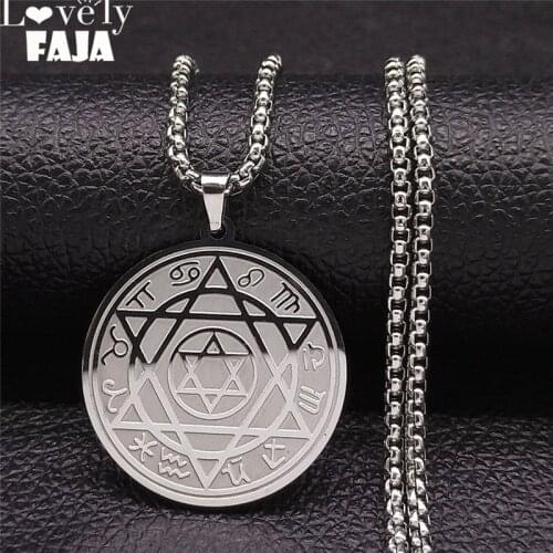 Astrology Hexagram Stainless Steel Chain Necklace Women/Men 12 Constellations Pendant Necklace Jewelry acero inoxidable NZH163S0