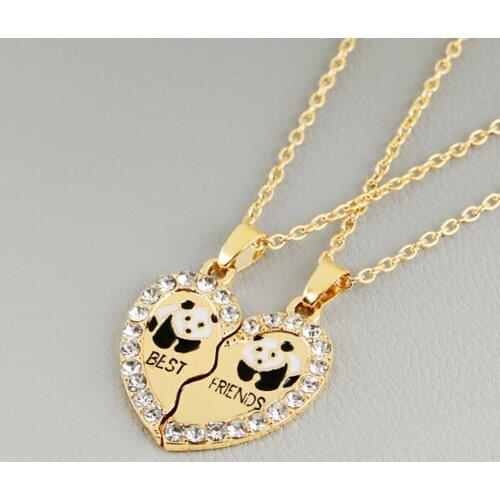 2 Pcs/set Broken Heart 2 Parts Animal Panda Love Pendant Necklace Couple Gift Necklace